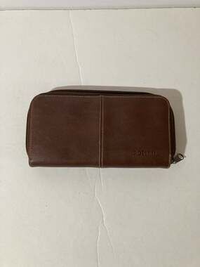 Rosetti Brown Faux Leather Zip-Around Organizer Wallet Clutch